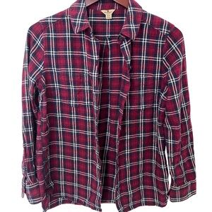 Woolrich Plaid Burgundy Navy Button-Up Shirt